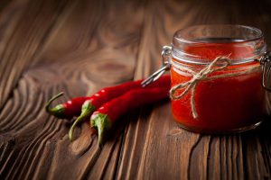 Homemade DIY natural hot chilli sauce sriracha
