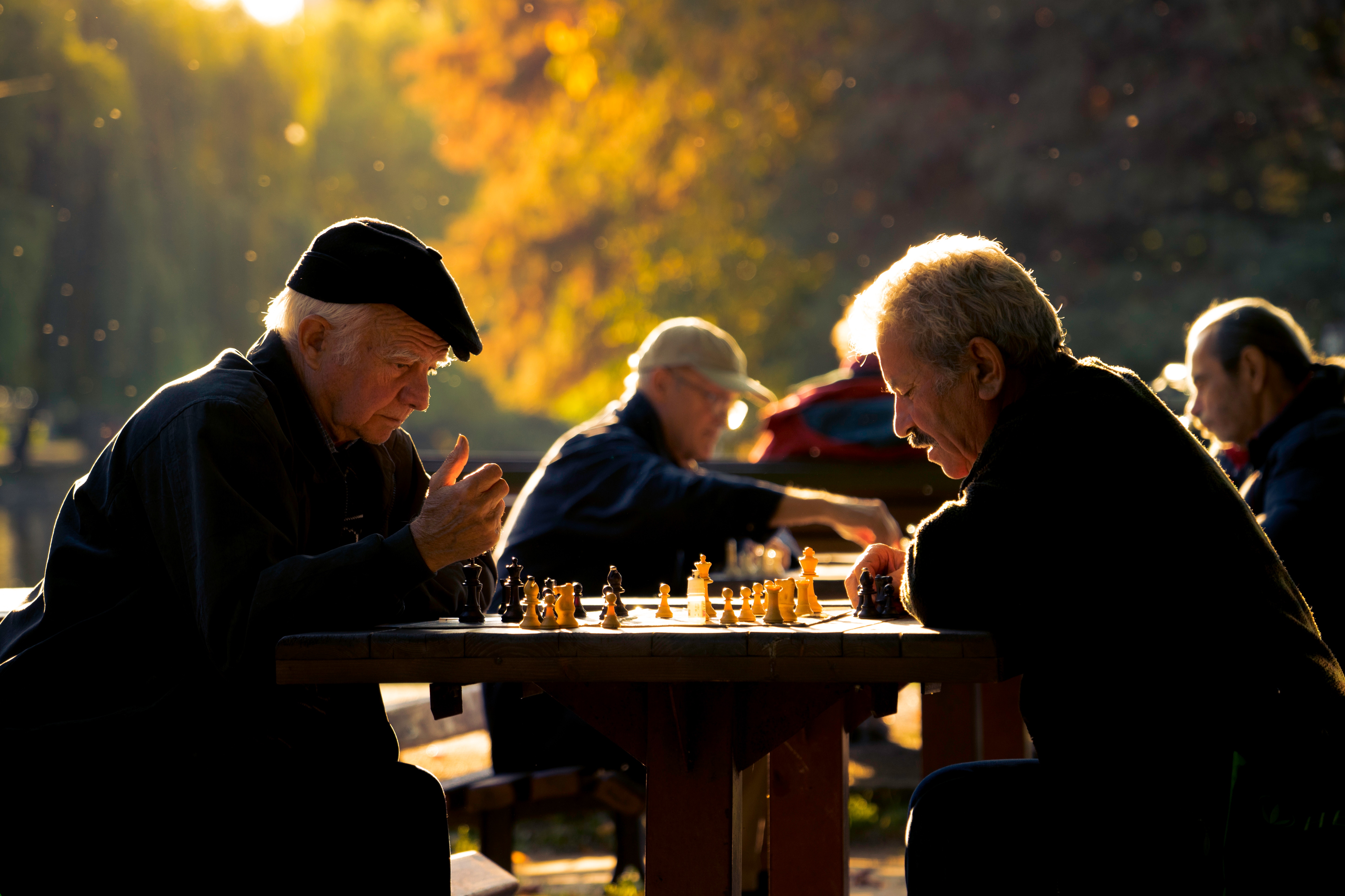 seniors playing chess